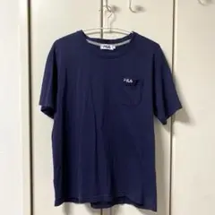 FILA Tシャツ ネイビー 紺 青 ロゴ 刺繍 半袖 胸ポケット フィラ
