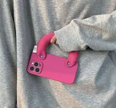 新品　iphone16 スマホケース　ピンク・ハンドル付き　ショルダーストラップ