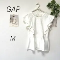 3436-3 ギャップ GAP フリルレース切り替えカットソー M コットン