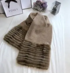 フォクシー《Stole Cheminée》マフラー カシミヤ×セーブル