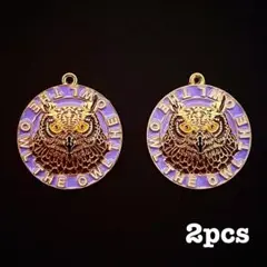 【P477】フクロウエンブレムチャーム 2pcs