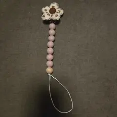【美品】花デザインのおしゃぶりホルダー　おもちゃホルダー