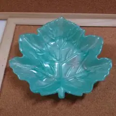 葉っぱ型レジントレイ 青緑色