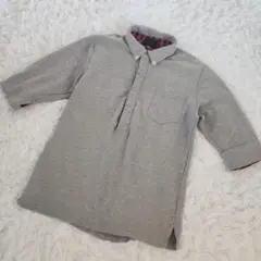 TK MIXPICE ポロシャツ シャツ 5分袖 グレー チェック M コットン