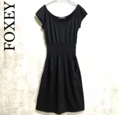 【美品✨】フォクシー ニットワンピース 半袖 フレア 黒