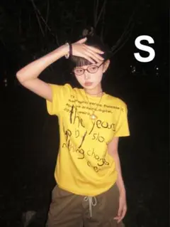 グランジ　黄色Tシャツ　ピチT 平成ギャル　Tシャツ　半袖　トップス