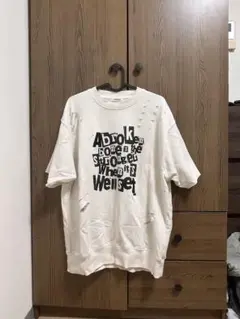 ダメージ加工 グラフィックTシャツ ホワイト