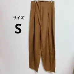 【ラグナムーン】ハイウェストパンツ　 ワイド　ゆったり　タック　ブラウン　S