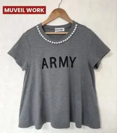 MUVEILWORK ミュベルワーク パール付AラインTシャツ カットソー
