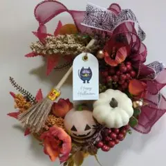 大人可愛い三日月ハロウィンリース♪アーティフィシャルフラワーリース♪