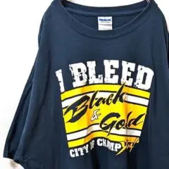 ギルダン ブラック&ゴールド シティオブチャンプ Tシャツ ブラック黒XL古着