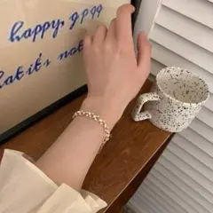 ワンポイント♡　パール　ブレスレット　ゴールド　アクセサリー　シンプル　上品