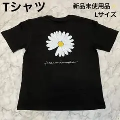 【新品未使用品】Tシャツ 花 黒 プリントTシャツ Lサイズ