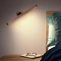 LEDウォールランプ 360°回転可能 木製 ナイトライト 取り外し可能