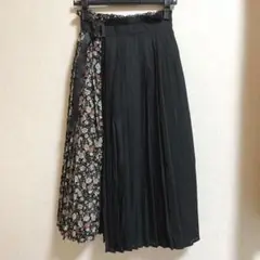 SHEENA DEL RAY アシンメトリー 花柄 プリーツロングスカート 大人