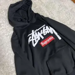 stussy Supreme ブラックパーカー