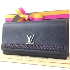 【超極希少】ルイヴィトン ロックミー2 紺 赤縁 長財布 有名 レア 男女 LV