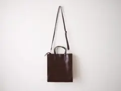 スクエア2wayレザーバッグ ワインレッド レトロガール