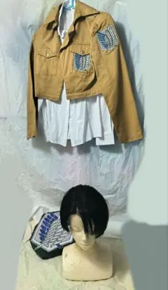 コスルック製　機動装置　ウィッグ付　進撃の巨人　コスプレ　衣装　コミックランド 進撃の巨人 コスプレ 衣装】ミカサ 立体起動装置 cosplay マンガ