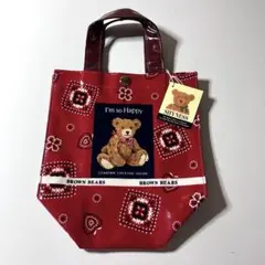 BROWN BEARS クマ柄 トートバッグ 赤