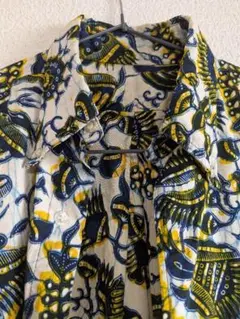 【美品】アロハシャツ　ボタンダウン 半袖 　綿　かりゆしウェア　メンズ　トップス