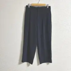 【ユニクロ】 ドレープワイドクロップドパンツ S ネイビー　古着