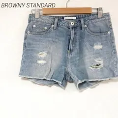 BROWNY STANDARD ダメージデニムショートパンツライトブルー　 L