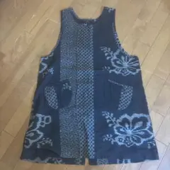 チュニック?ブラック花柄ノースリーブ