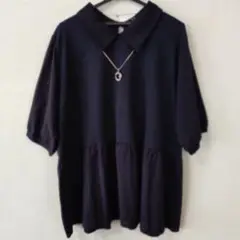 しまむら★SEASON REASON 襟付き5分袖ペプラムチュニック新品タグ4L