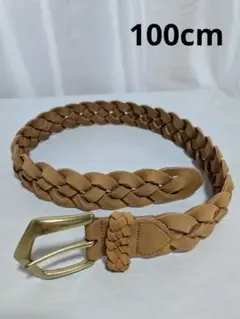 編み込みレザーベルト ベージュ