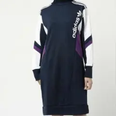 adidas ネイビー ハイネックスエットワンピ