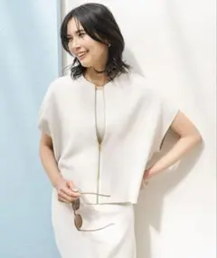 新品UNFILO 【接触冷感/UVカット】スゴ機能美ニット スリーブレスブルゾン