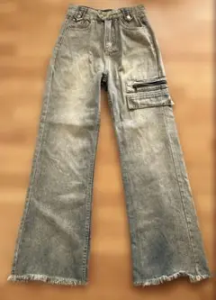 再値下げ‼️y2k ハイウエストフリンジバギーデニムSサイズ