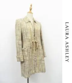 P135/ LAURA ASHLEY ロングコート ツイード ジャケット 9