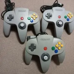 動作品！任天堂 Nintendo N64 コントローラー グレー 3個 セット
