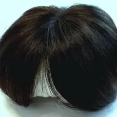 軽量全人毛２０ー２２ｃｍ広くカバーできるサイズです　自然な黒髪の人毛ヘアピース