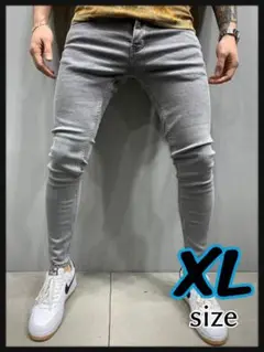 デニム　XL グレー　スキニー　ボトムス　ストレッチ　パンツ