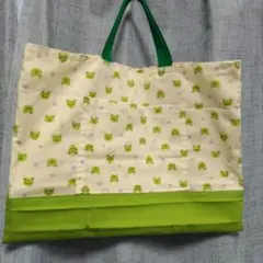 かわいいカエル柄レッスンバッグ　ハンドメイド