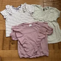 キッズTシャツ 3点セット フリル刺繍 1-2回使用の美品