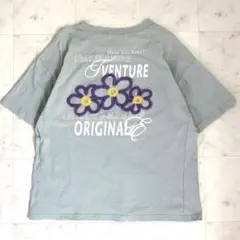 ファン FUN Tシャツ 花柄 刺繍 綿100% F グリーン系 アースカラー