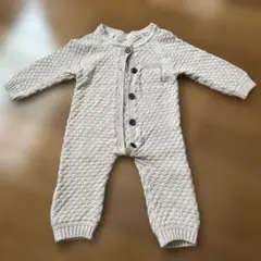 ベージュ 100%コットンロンパース 70サイズ