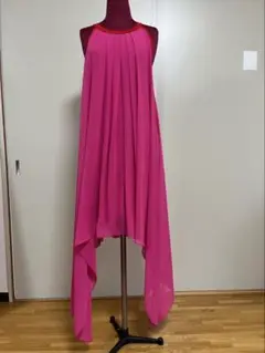 美品！イタリーRINASCIMENTO ピンク ノースリーブ ハイローヘムドレス
