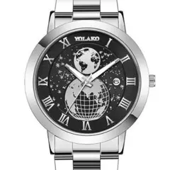 w261 シルバー　新品メンズ腕時計　星空宇宙送料無料 クォーツ黒銀☆カジュアル