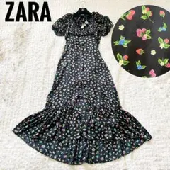 希少　ZARA ザラ　ストロベリー　ブルーベリー　総柄　パフスリーブ　ワンピース