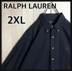 3104【希少2XL・美品】ラルフローレン レッドポニー刺繍ロゴ BDシャツ
