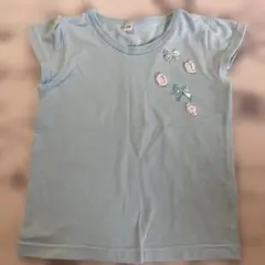 水色リボン刺繍Tシャツ 110cm