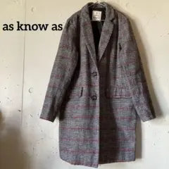as know as グレンチェック 中綿 チェスターコート 未使用