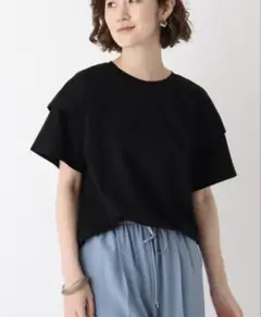 オペークドットクリップ フリル袖半袖Tシャツ　34/SS OPAQUE.CLIP