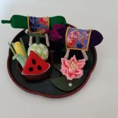 ちりめん細工 　精霊馬　供物　果物と野菜　お盆飾り
