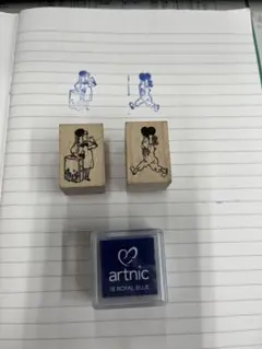 木製スタンプ 2個セット artnicロイヤルブルースタンプ